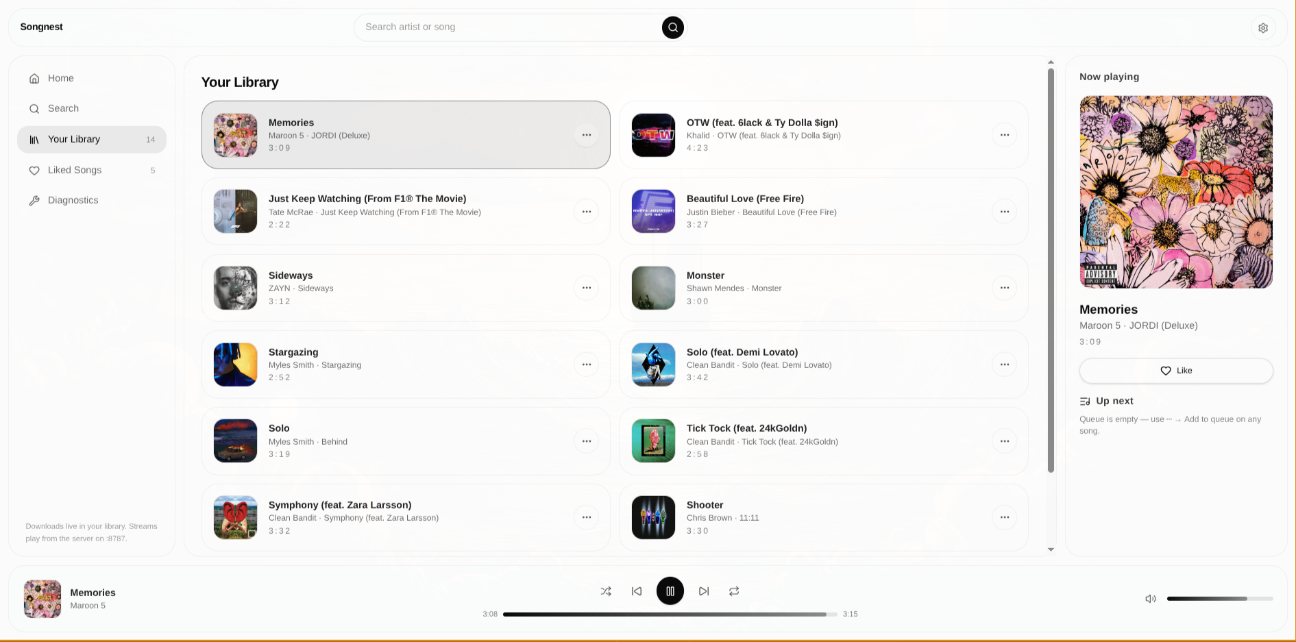 Songnest desktop library view prototype